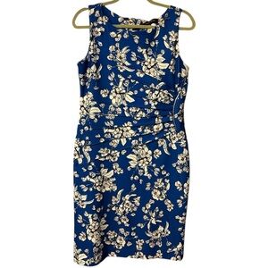Ivanka Trump Blue Sleeveless Floral Scuba Dress Size 12